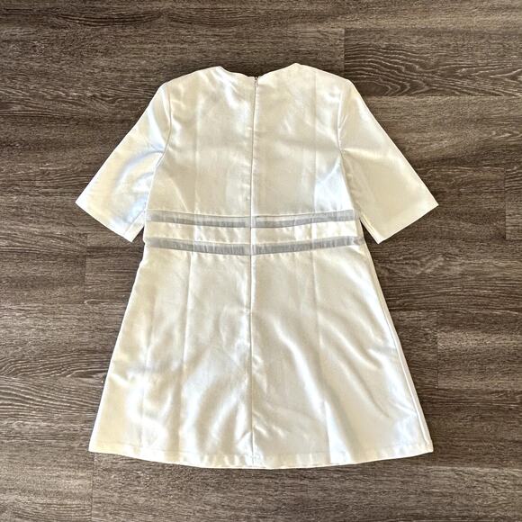 NWT Elliatt Oracle Ivory Mesh Trim Mini Dress Sz M Short Sleeve Shift Structured - Picture 8 of 12